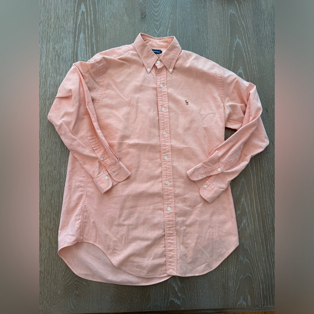 Ralph Lauren Men's salmon colored 100% cotton Button-Down Shirt, 16-33 - Picture 2 of 6